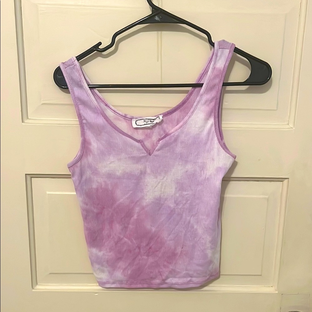 Hippie Rose Purple Tie-Dye Sleeveless Crop Tank Top